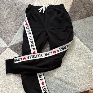 LuLaRoe Black Love Yourself Joggers